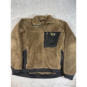 Mountain Hardwear Monkey Fleece Jacket Mens Large Brown Full Zip Outdoor Hiking